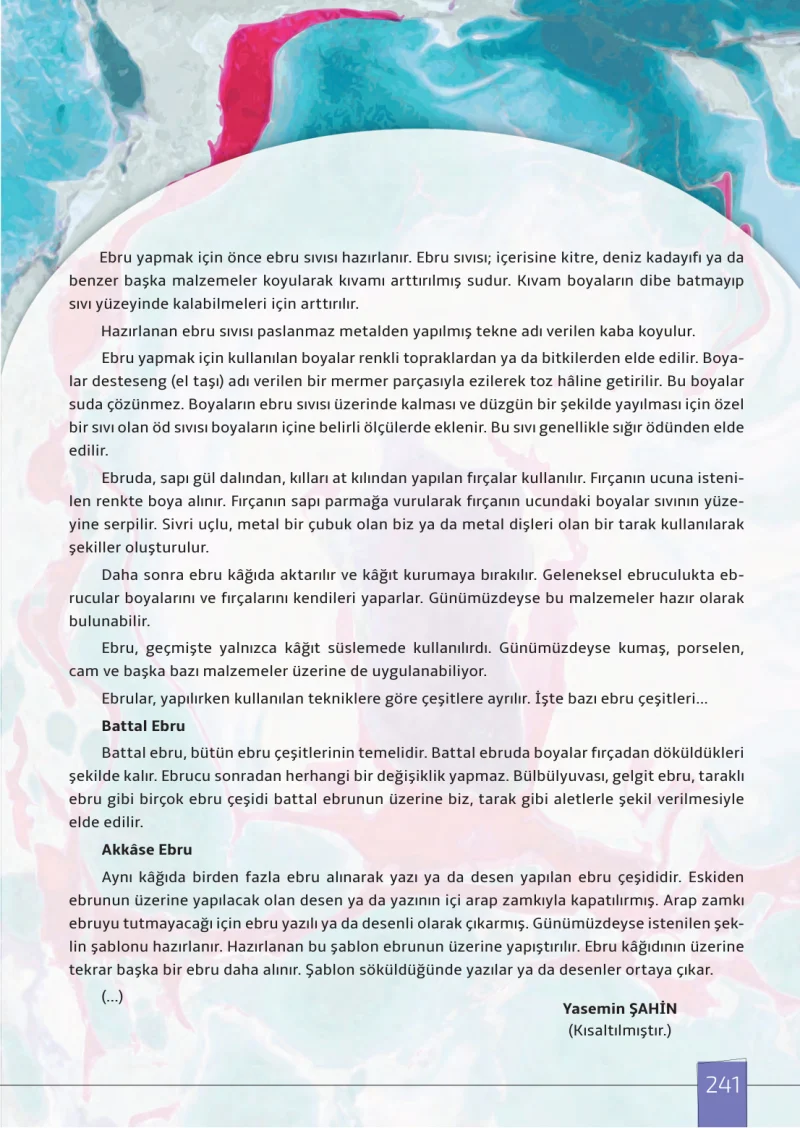 7. Sınıf Türkçe Ders Kitabı Cevapları Meb Yayınları 1. Kitap Sayfa 241