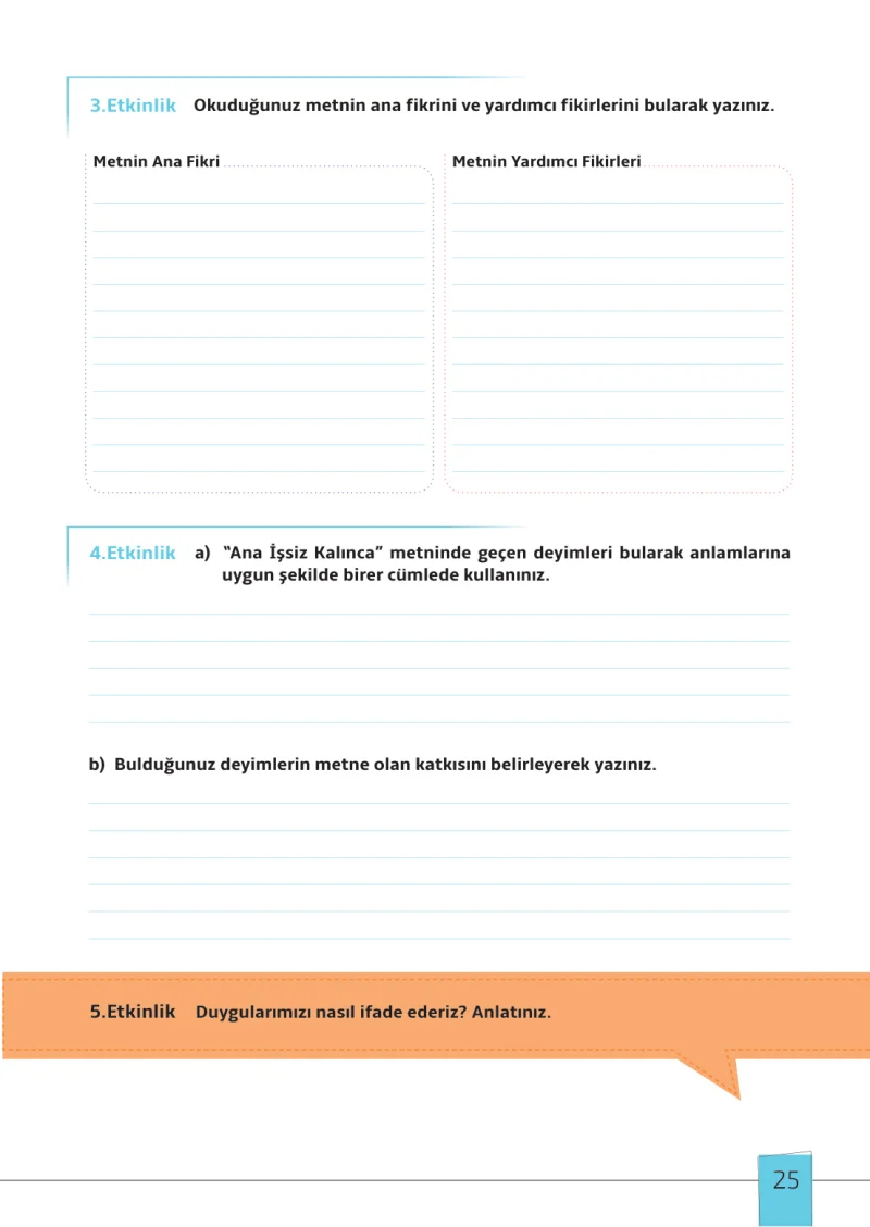 7. Sınıf Türkçe Ders Kitabı Cevapları Meb Yayınları 1. Kitap Sayfa 25
