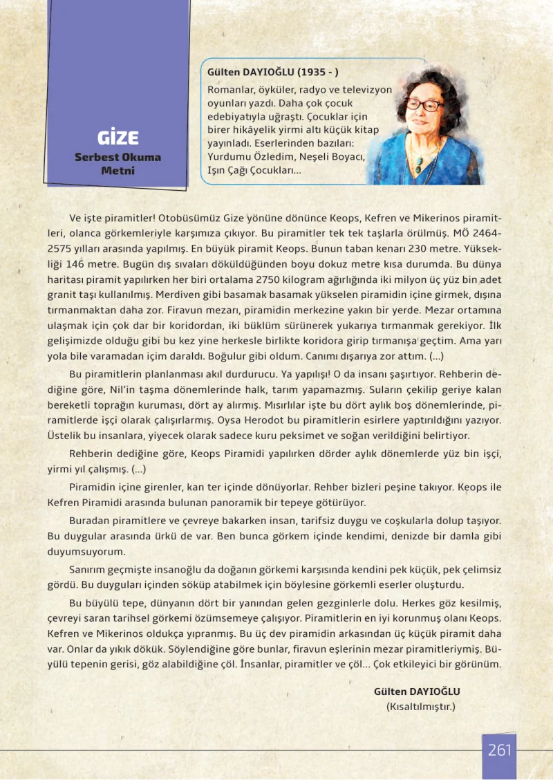 7. Sınıf Türkçe Ders Kitabı Cevapları Meb Yayınları 1. Kitap Sayfa 261