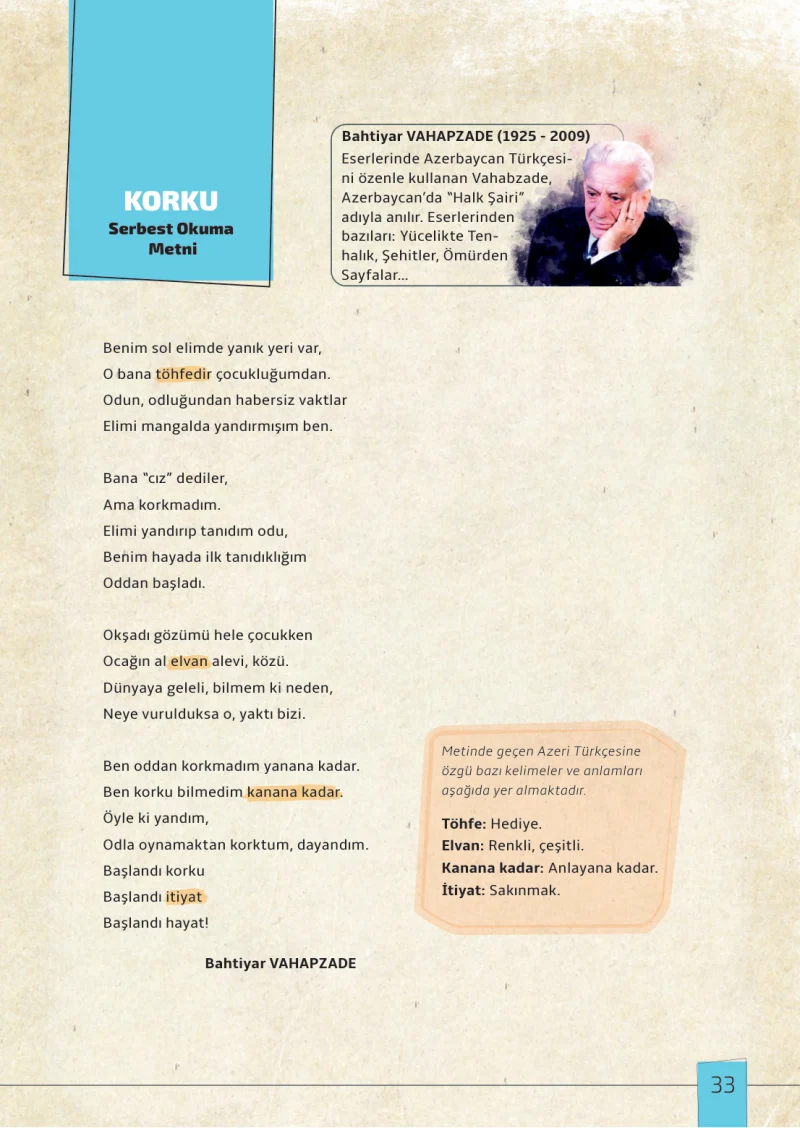 7. Sınıf Türkçe Ders Kitabı Cevapları Meb Yayınları 1. Kitap Sayfa 33
