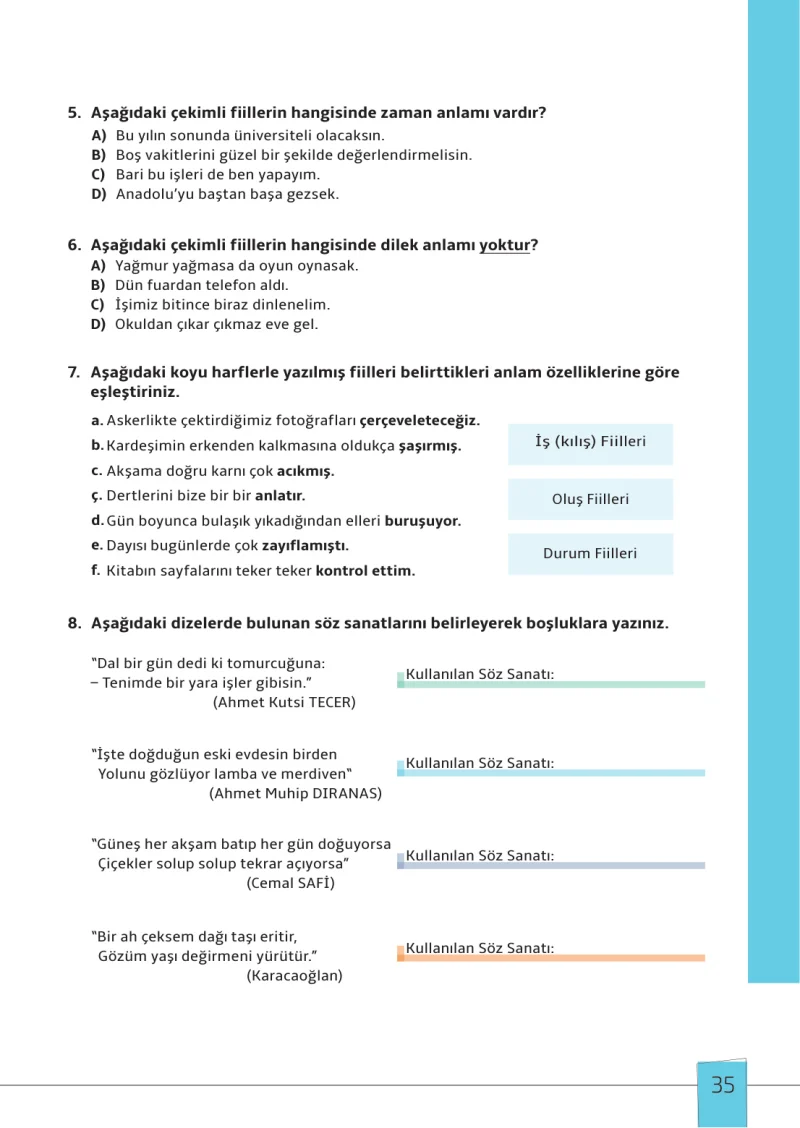 7. Sınıf Türkçe Ders Kitabı Cevapları Meb Yayınları 1. Kitap Sayfa 35