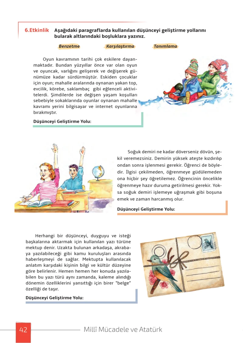 7. Sınıf Türkçe Ders Kitabı Cevapları Meb Yayınları 1. Kitap Sayfa 42