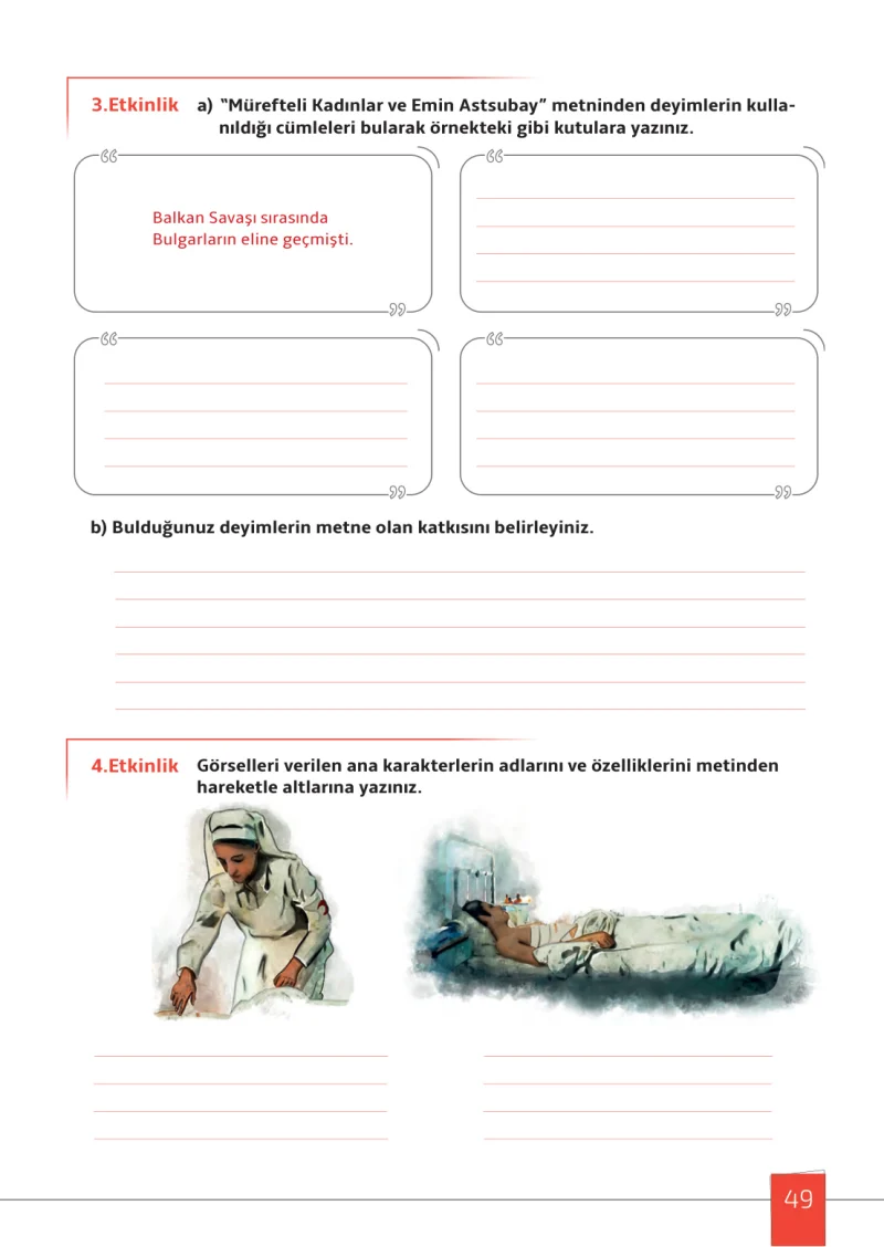 7. Sınıf Türkçe Ders Kitabı Cevapları Meb Yayınları 1. Kitap Sayfa 49