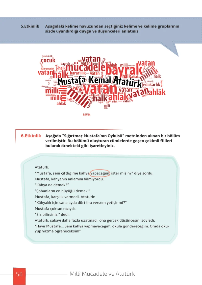 7. Sınıf Türkçe Ders Kitabı Cevapları Meb Yayınları 1. Kitap Sayfa 58