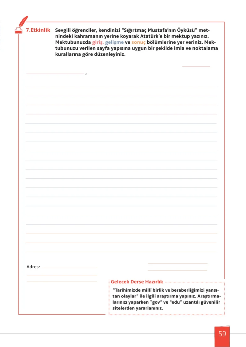 7. Sınıf Türkçe Ders Kitabı Cevapları Meb Yayınları 1. Kitap Sayfa 59