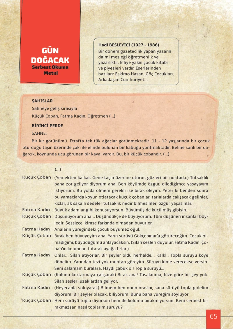 7. Sınıf Türkçe Ders Kitabı Cevapları Meb Yayınları 1. Kitap Sayfa 65