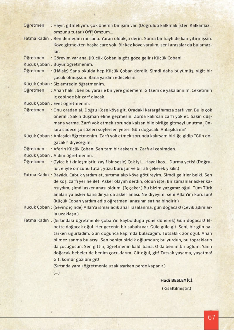7. Sınıf Türkçe Ders Kitabı Cevapları Meb Yayınları 1. Kitap Sayfa 67