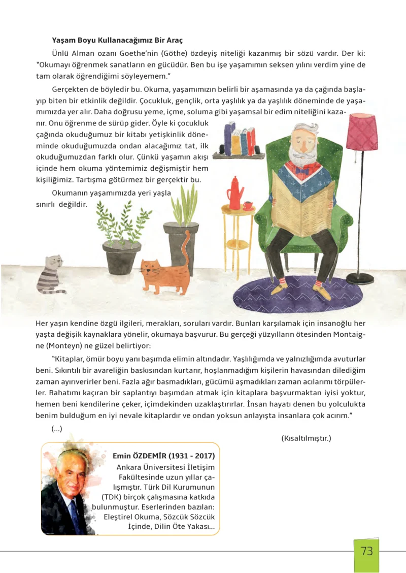 7. Sınıf Türkçe Ders Kitabı Cevapları Meb Yayınları 1. Kitap Sayfa 73