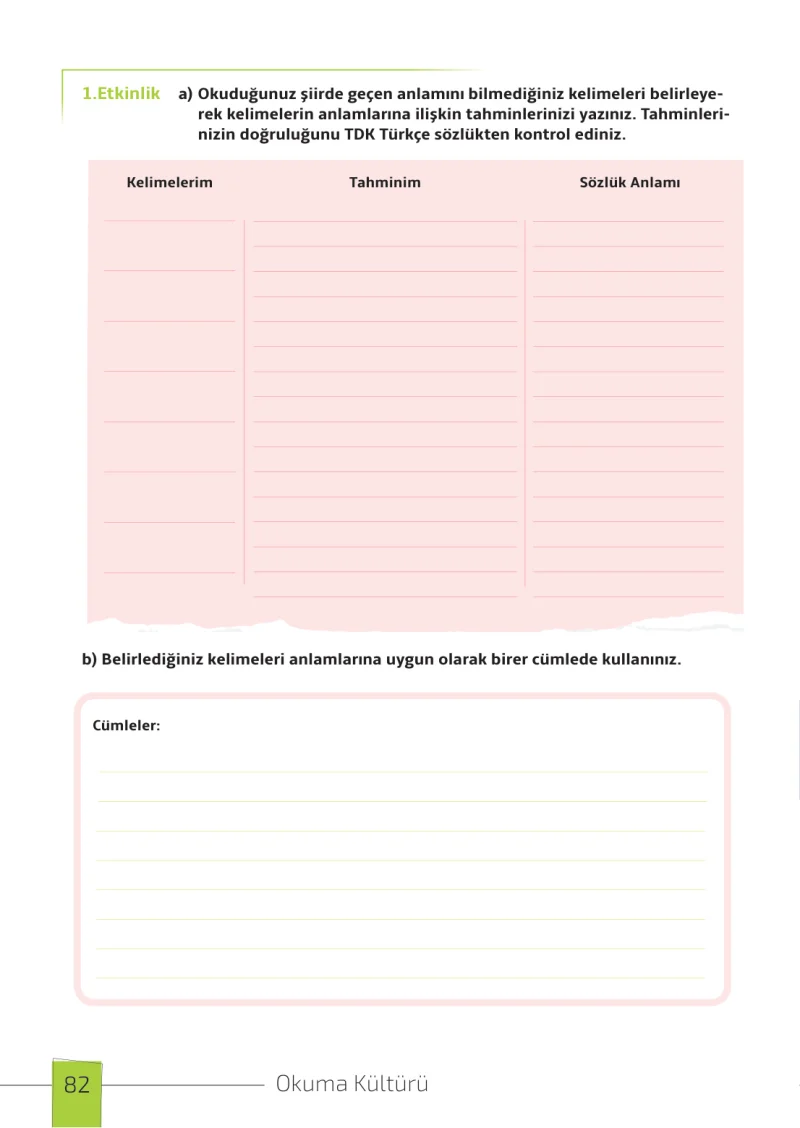 7. Sınıf Türkçe Ders Kitabı Cevapları Meb Yayınları 1. Kitap Sayfa 82