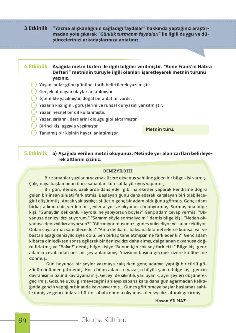 7. Sınıf Türkçe Ders Kitabı Cevapları Meb Yayınları 1. Kitap Sayfa 94