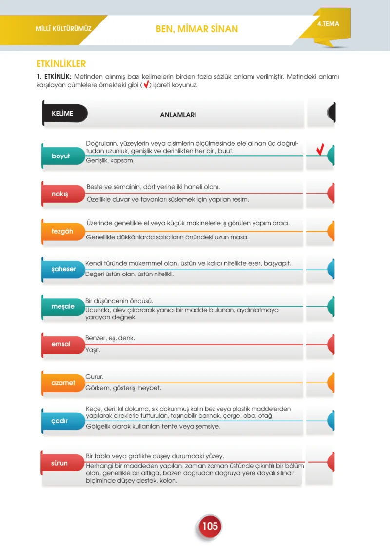 7. Sınıf Türkçe Ders Kitabı Cevapları Meb Yayınları 2. Kitap Sayfa 105