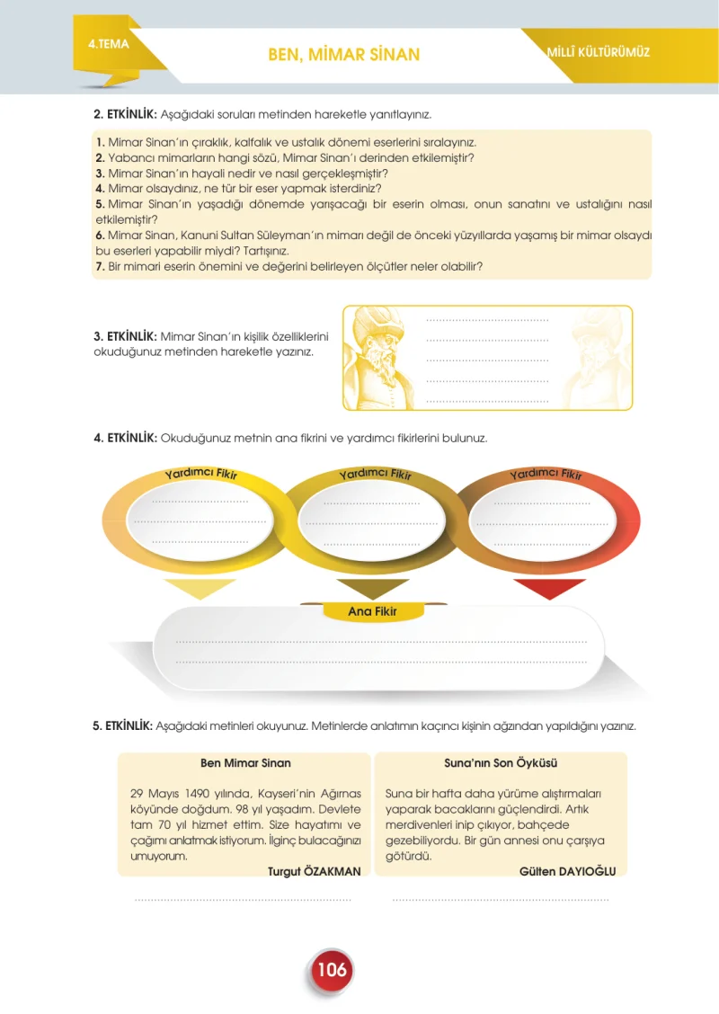 7. Sınıf Türkçe Ders Kitabı Cevapları Meb Yayınları 2. Kitap Sayfa 106