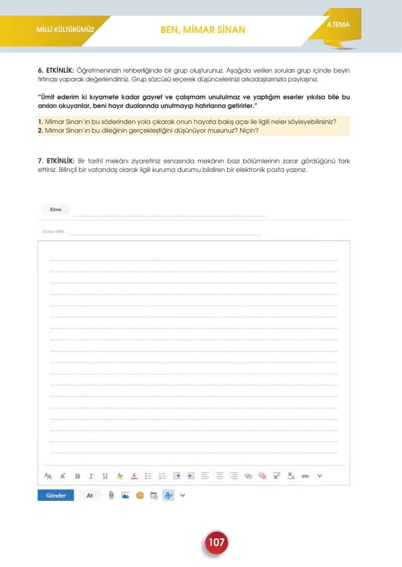 7. Sınıf Türkçe Ders Kitabı Cevapları Meb Yayınları 2. Kitap Sayfa 107