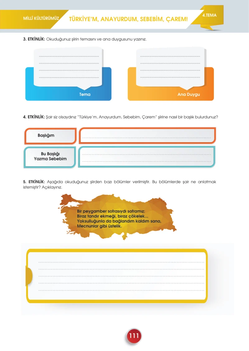 7. Sınıf Türkçe Ders Kitabı Cevapları Meb Yayınları 2. Kitap Sayfa 111