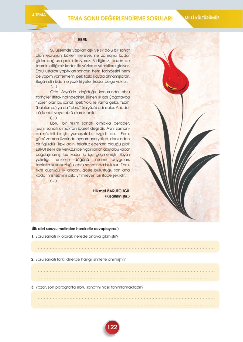 7. Sınıf Türkçe Ders Kitabı Cevapları Meb Yayınları 2. Kitap Sayfa 122