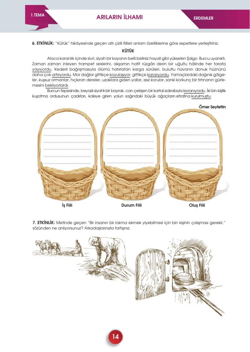7. Sınıf Türkçe Ders Kitabı Cevapları Meb Yayınları 2. Kitap Sayfa 14