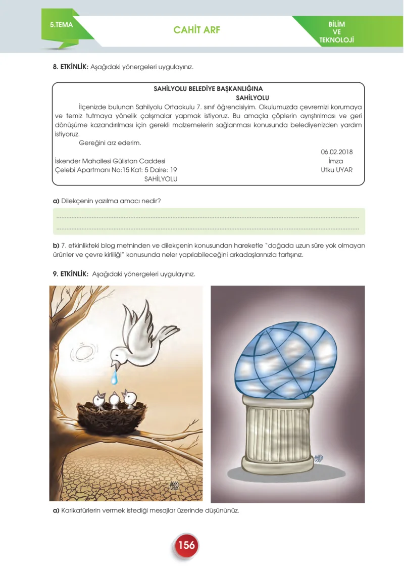7. Sınıf Türkçe Ders Kitabı Cevapları Meb Yayınları 2. Kitap Sayfa 156