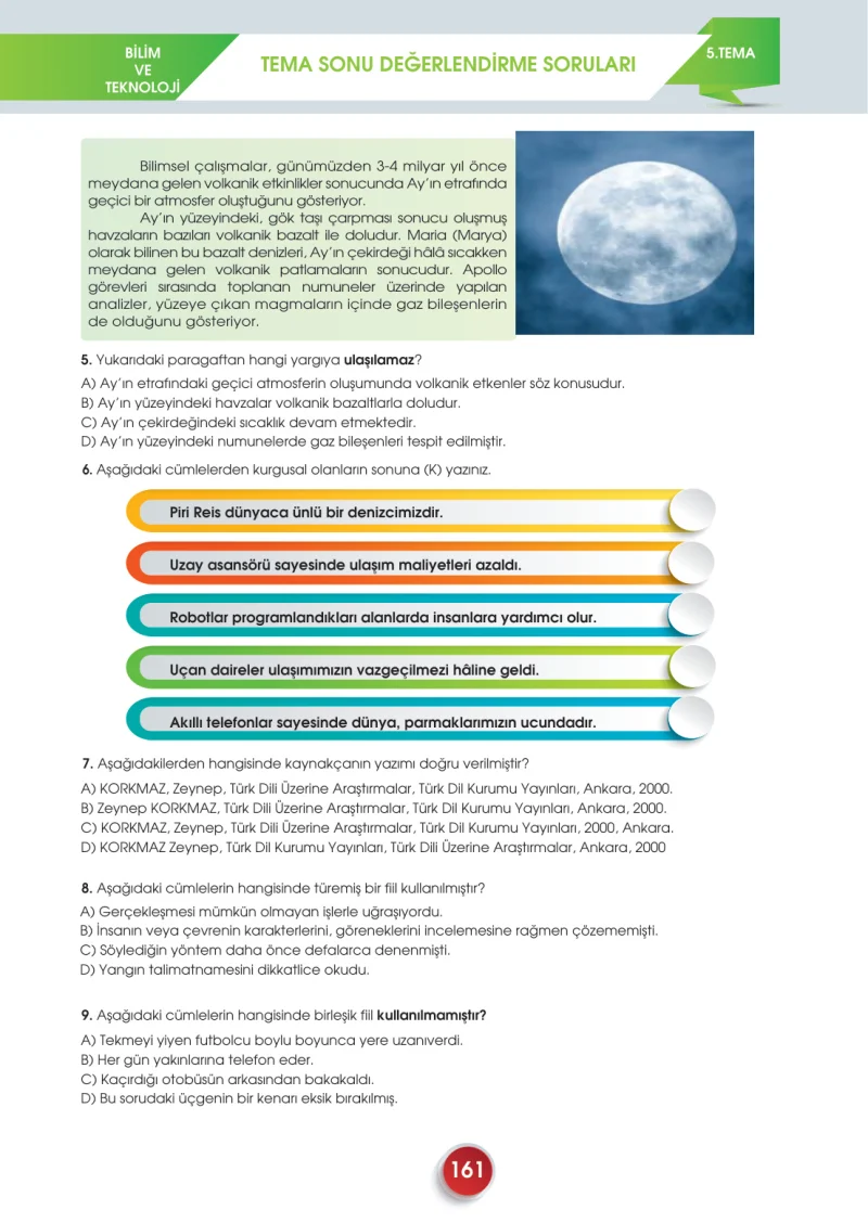 7. Sınıf Türkçe Ders Kitabı Cevapları Meb Yayınları 2. Kitap Sayfa 161