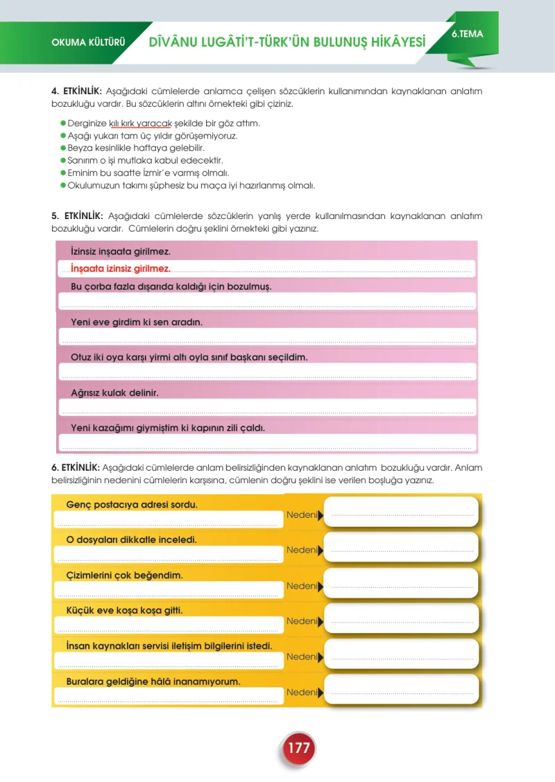 7. Sınıf Türkçe Ders Kitabı Cevapları Meb Yayınları 2. Kitap Sayfa 177