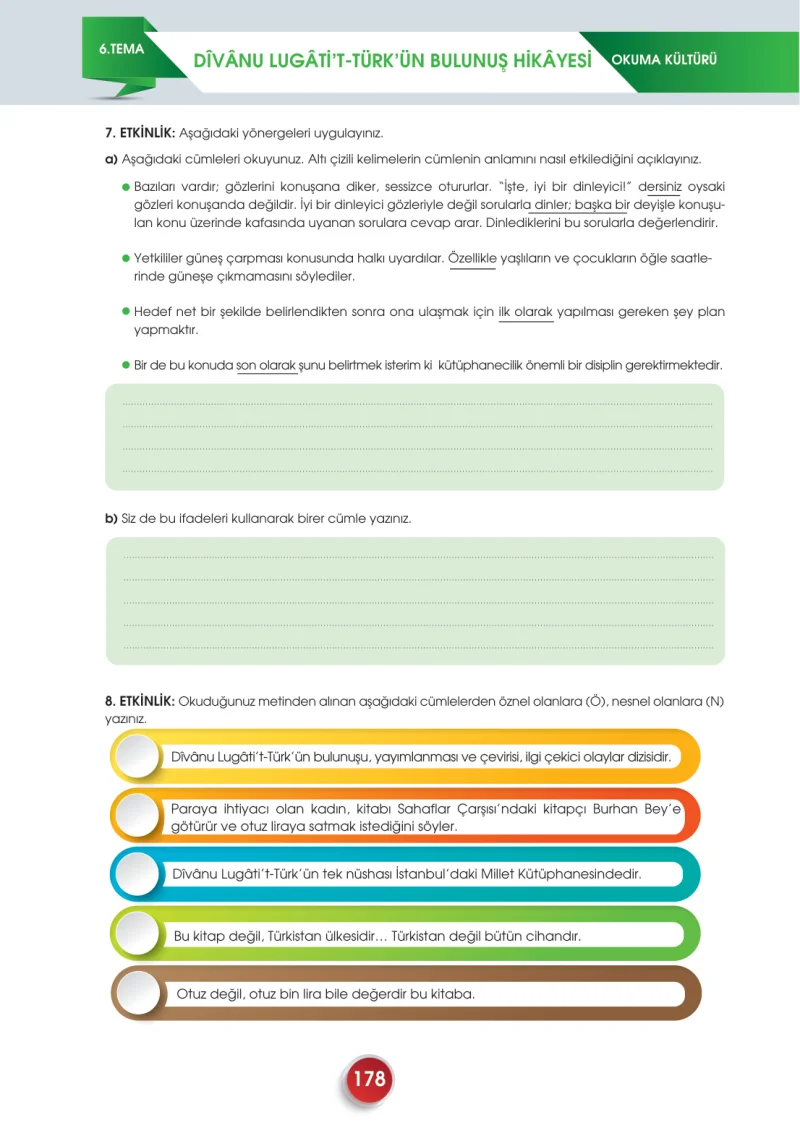 7. Sınıf Türkçe Ders Kitabı Cevapları Meb Yayınları 2. Kitap Sayfa 178