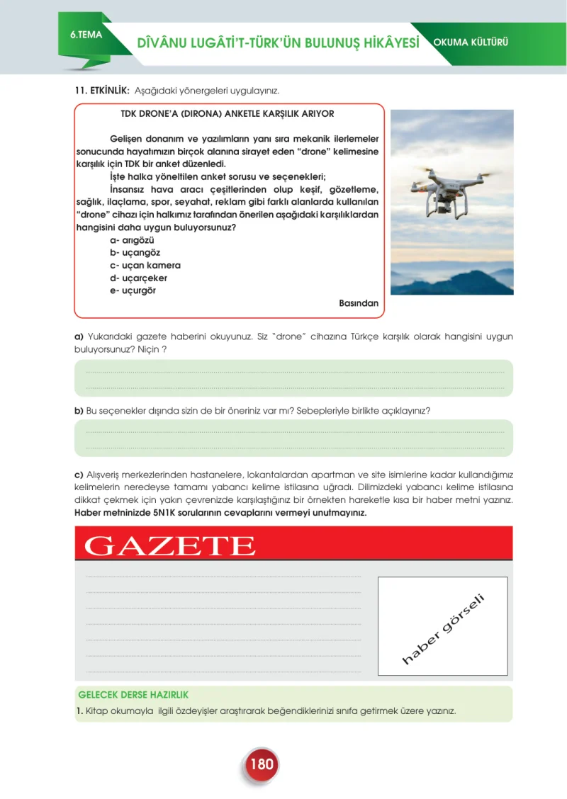 7. Sınıf Türkçe Ders Kitabı Cevapları Meb Yayınları 2. Kitap Sayfa 180