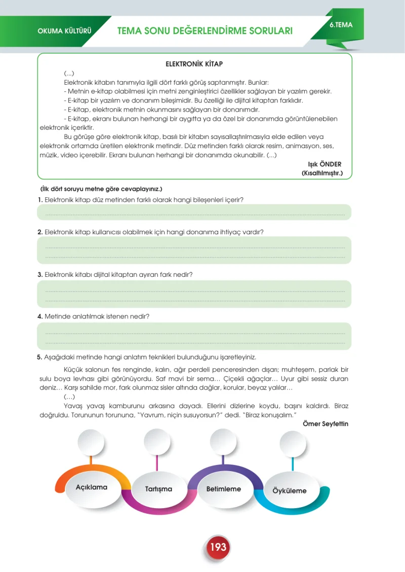 7. Sınıf Türkçe Ders Kitabı Cevapları Meb Yayınları 2. Kitap Sayfa 193