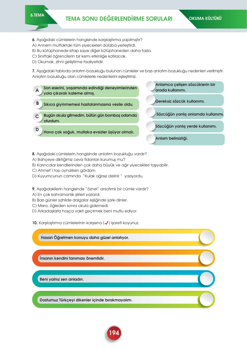 7. Sınıf Türkçe Ders Kitabı Cevapları Meb Yayınları 2. Kitap Sayfa 194