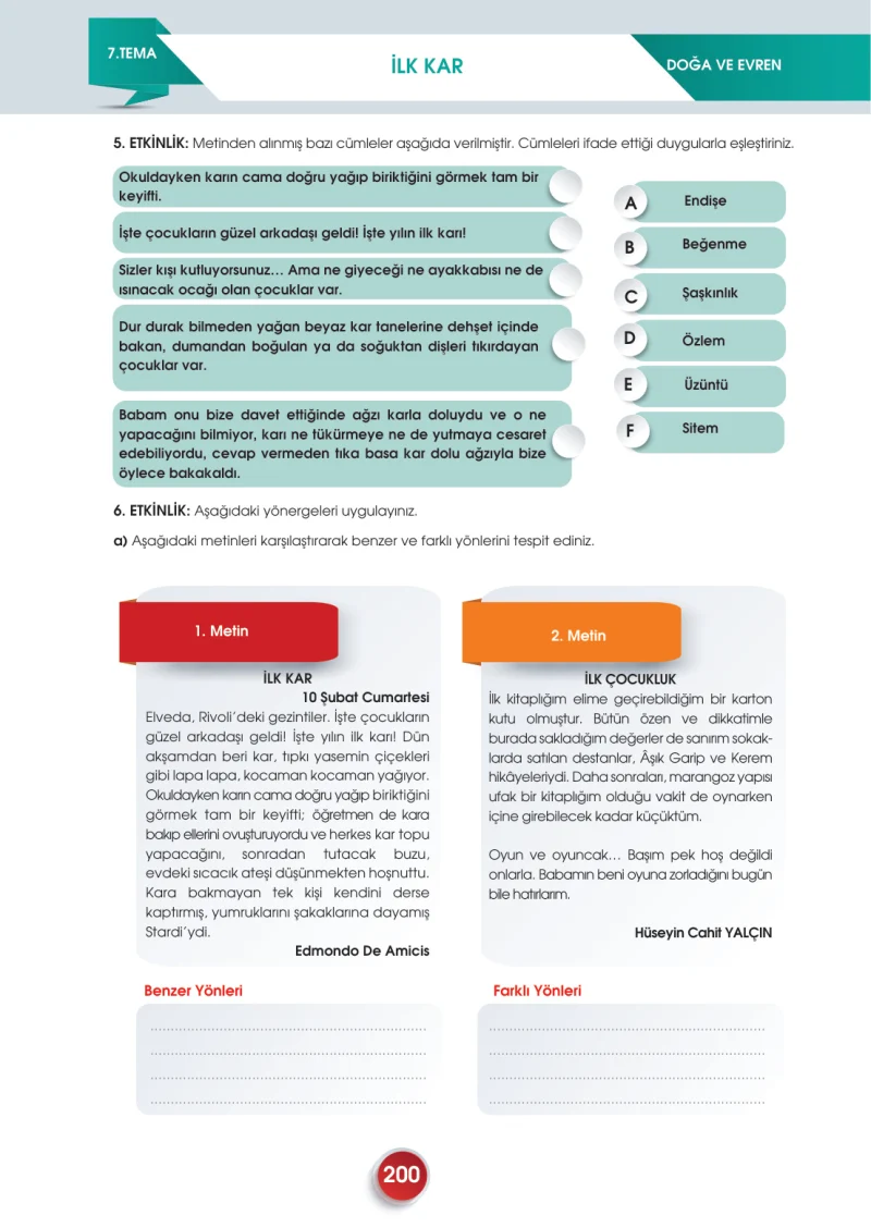 7. Sınıf Türkçe Ders Kitabı Cevapları Meb Yayınları 2. Kitap Sayfa 200