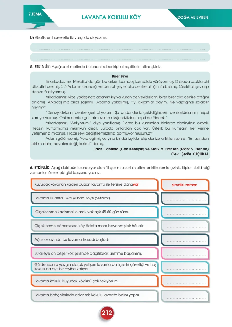 7. Sınıf Türkçe Ders Kitabı Cevapları Meb Yayınları 2. Kitap Sayfa 212