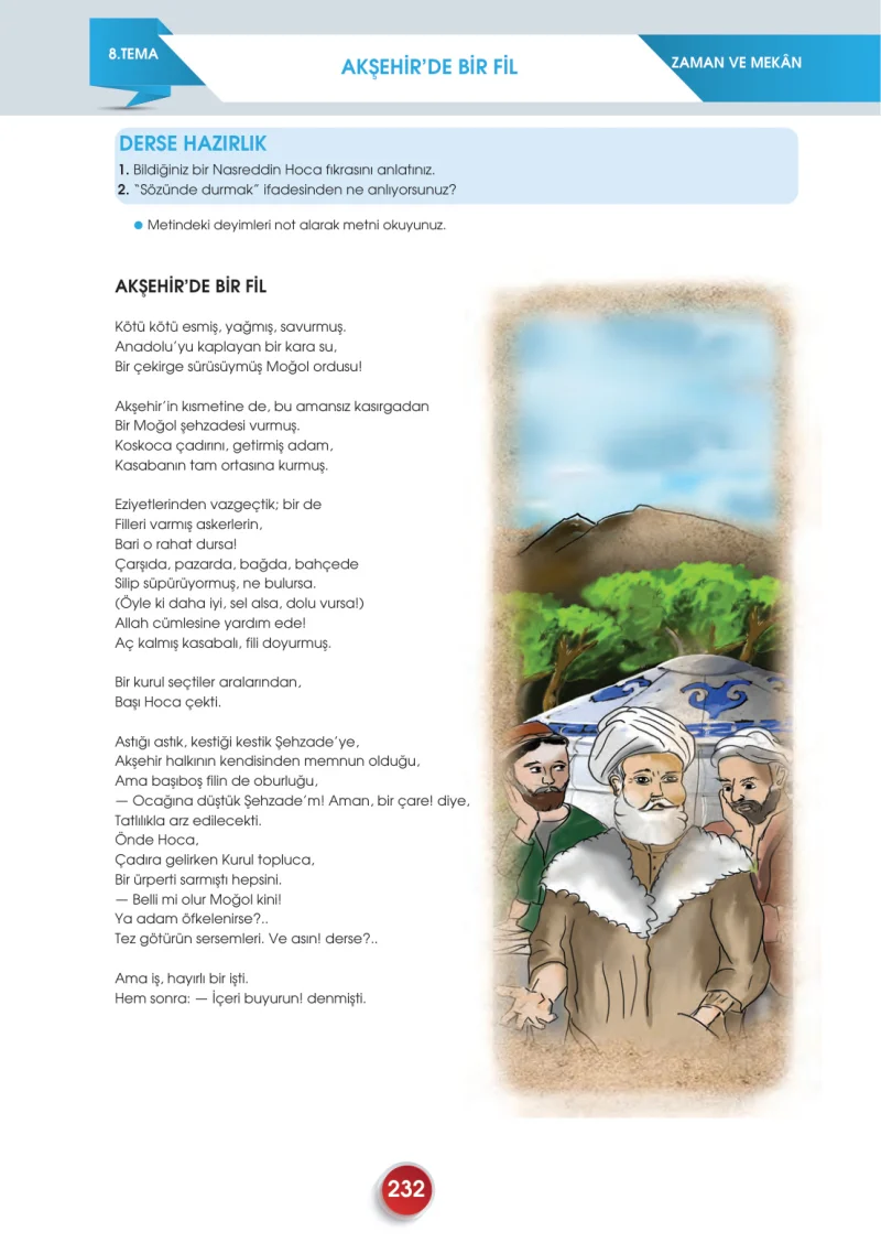 7. Sınıf Türkçe Ders Kitabı Cevapları Meb Yayınları 2. Kitap Sayfa 232