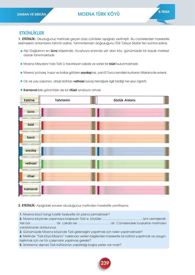 7. Sınıf Türkçe Ders Kitabı Cevapları Meb Yayınları 2. Kitap Sayfa 239