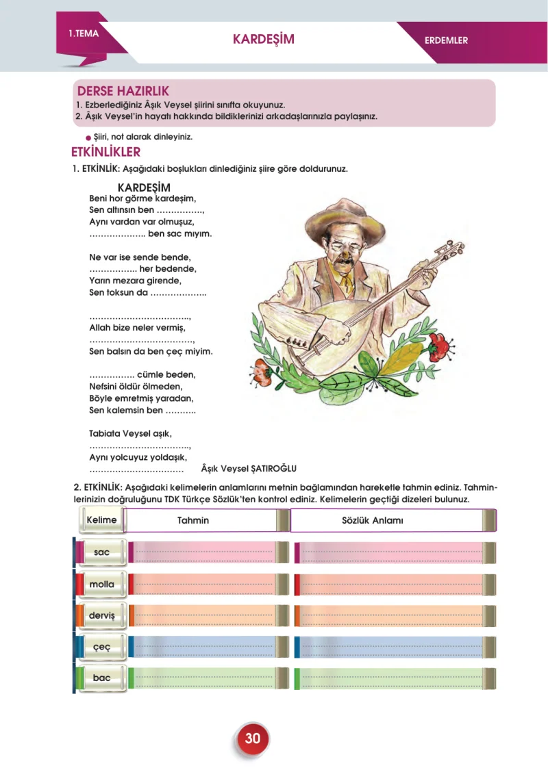 7. Sınıf Türkçe Ders Kitabı Cevapları Meb Yayınları 2. Kitap Sayfa 30