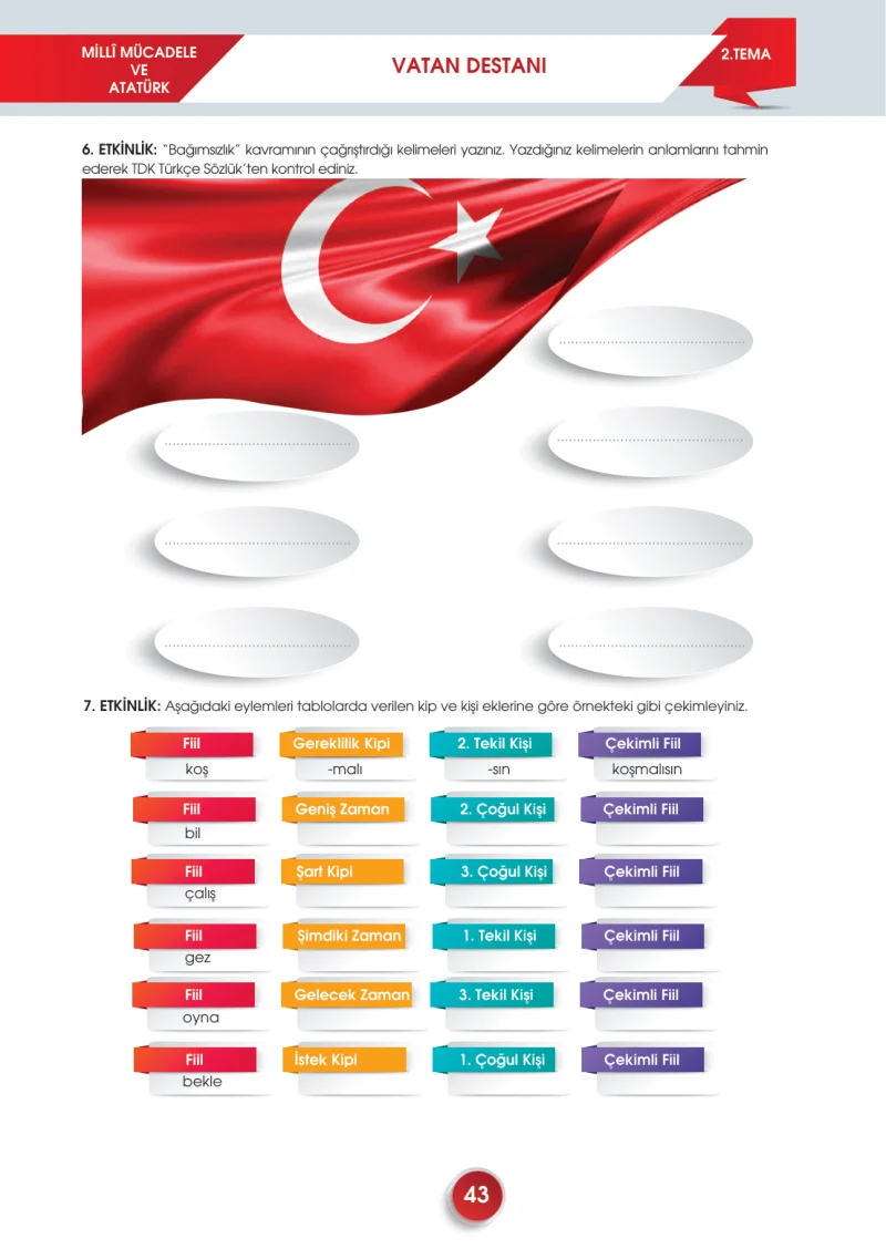 7. Sınıf Türkçe Ders Kitabı Cevapları Meb Yayınları 2. Kitap Sayfa 43