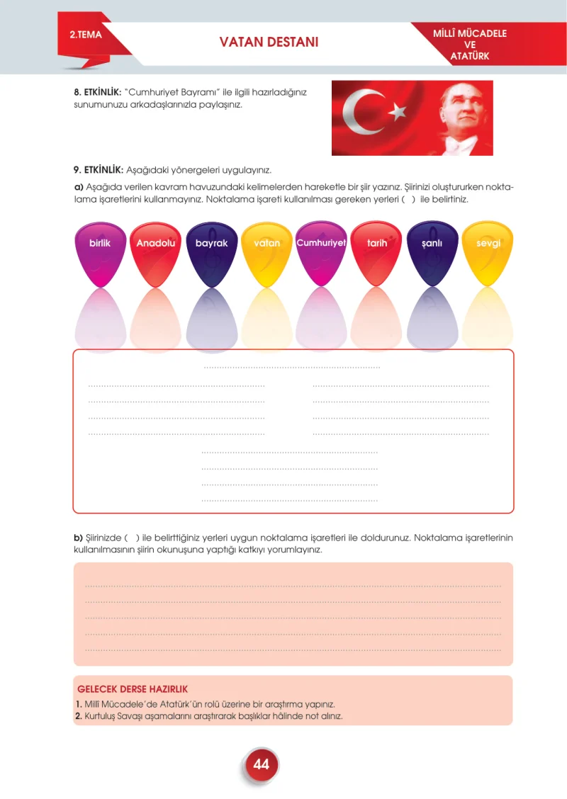 7. Sınıf Türkçe Ders Kitabı Cevapları Meb Yayınları 2. Kitap Sayfa 44
