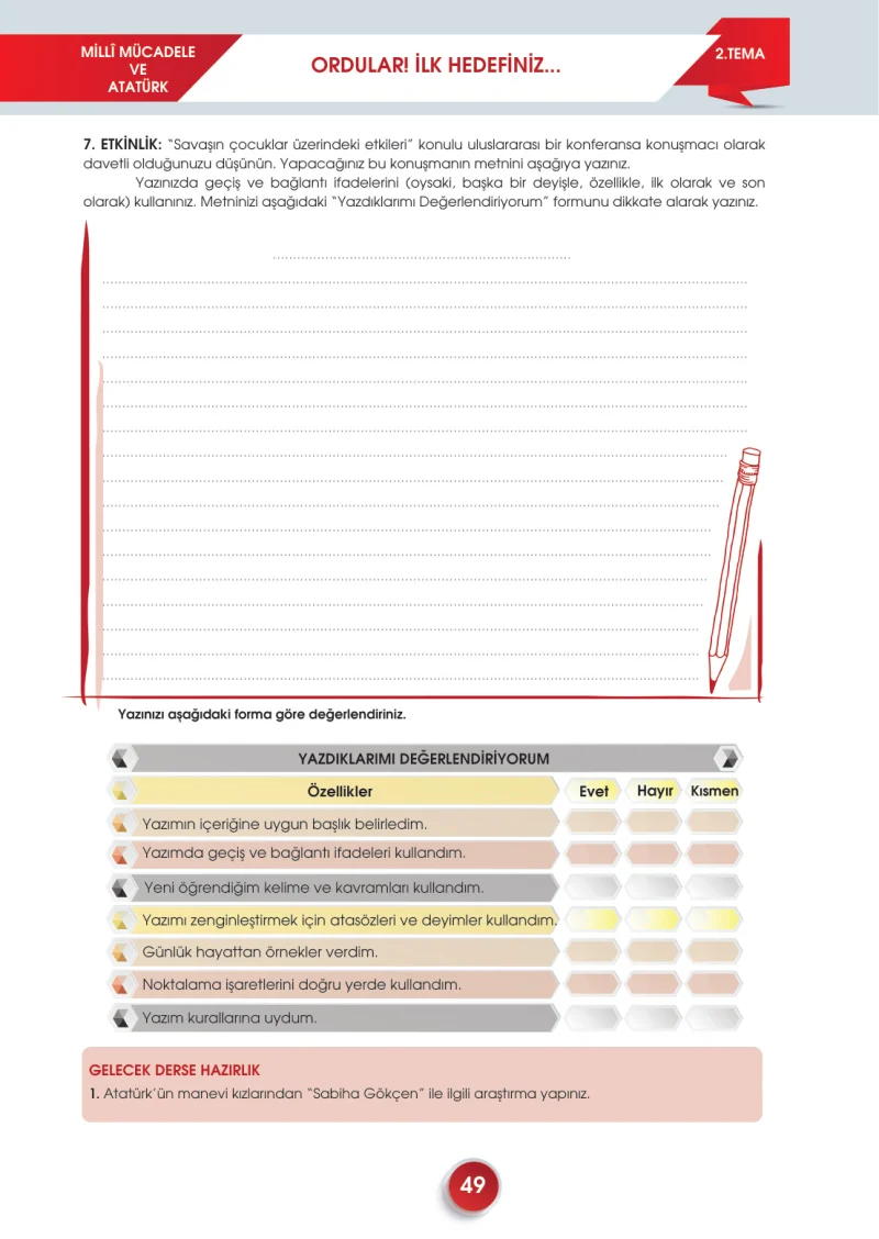 7. Sınıf Türkçe Ders Kitabı Cevapları Meb Yayınları 2. Kitap Sayfa 49