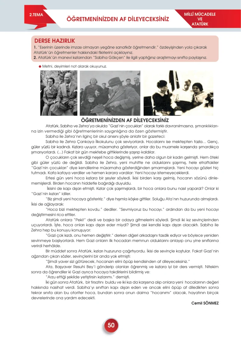 7. Sınıf Türkçe Ders Kitabı Cevapları Meb Yayınları 2. Kitap Sayfa 50