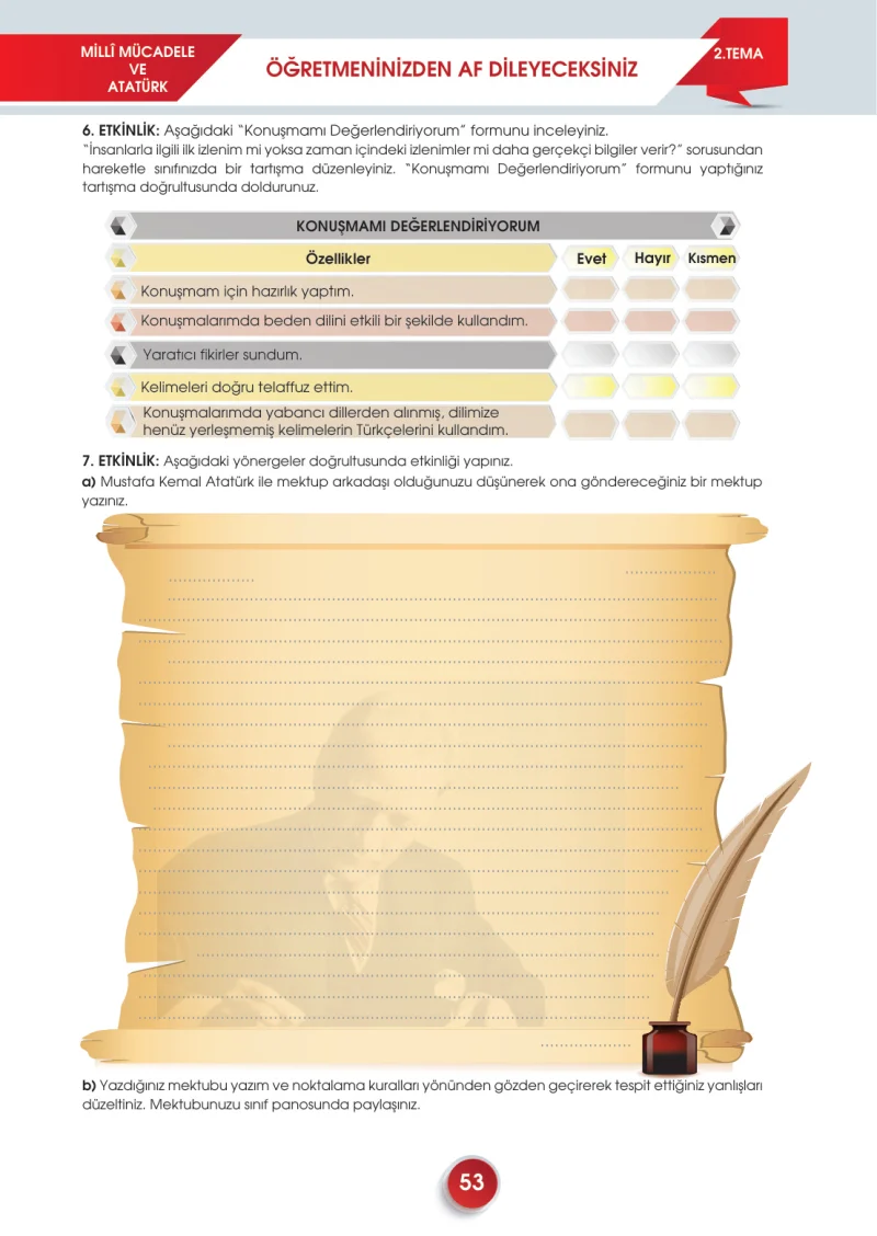 7. Sınıf Türkçe Ders Kitabı Cevapları Meb Yayınları 2. Kitap Sayfa 53