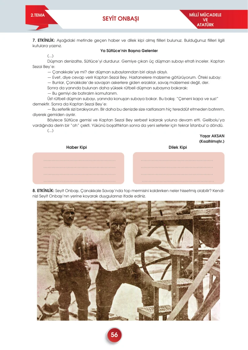 7. Sınıf Türkçe Ders Kitabı Cevapları Meb Yayınları 2. Kitap Sayfa 56