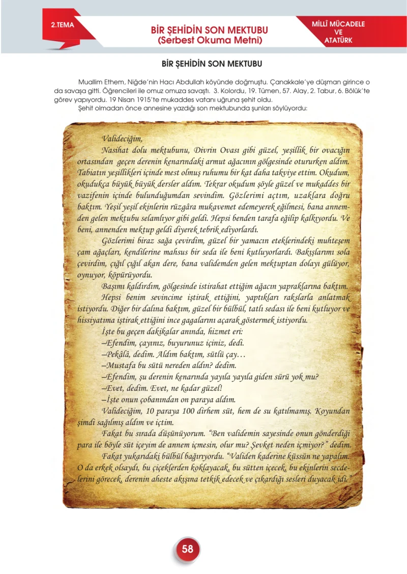 7. Sınıf Türkçe Ders Kitabı Cevapları Meb Yayınları 2. Kitap Sayfa 58