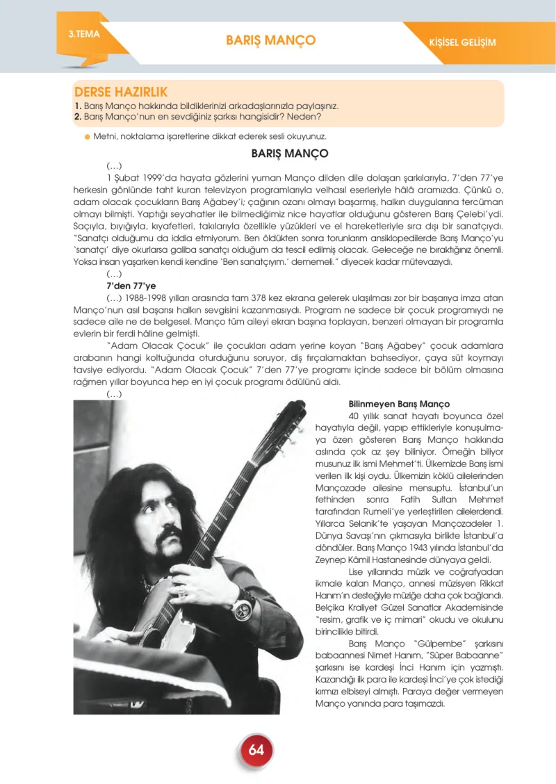 7. Sınıf Türkçe Ders Kitabı Cevapları Meb Yayınları 2. Kitap Sayfa 64