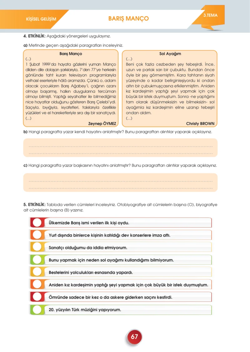 7. Sınıf Türkçe Ders Kitabı Cevapları Meb Yayınları 2. Kitap Sayfa 67