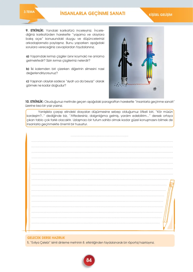 7. Sınıf Türkçe Ders Kitabı Cevapları Meb Yayınları 2. Kitap Sayfa 84
