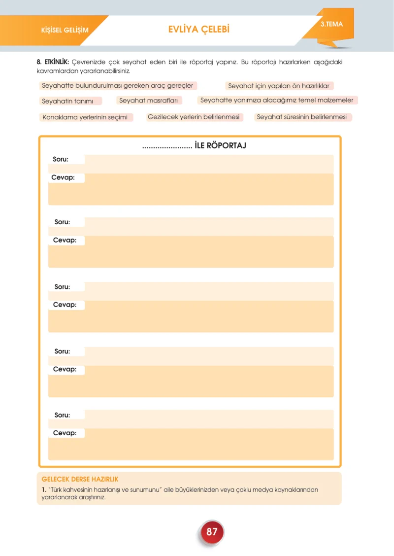 7. Sınıf Türkçe Ders Kitabı Cevapları Meb Yayınları 2. Kitap Sayfa 87