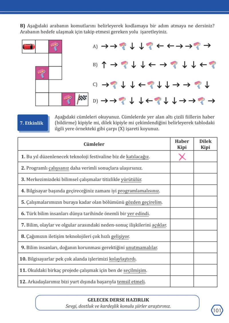 7. Sınıf Türkçe Ders Kitabı Cevapları Meb Yayınları Sayfa 101