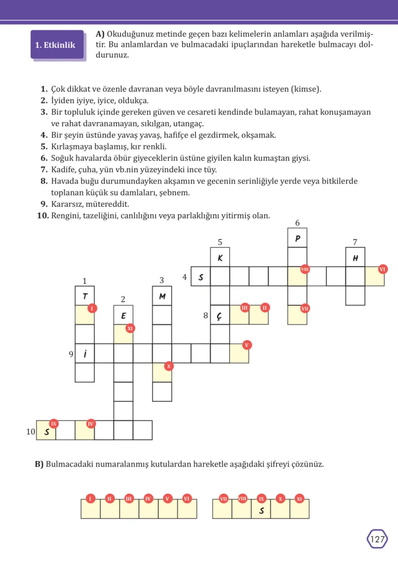 7. Sınıf Türkçe Ders Kitabı Cevapları Meb Yayınları Sayfa 127