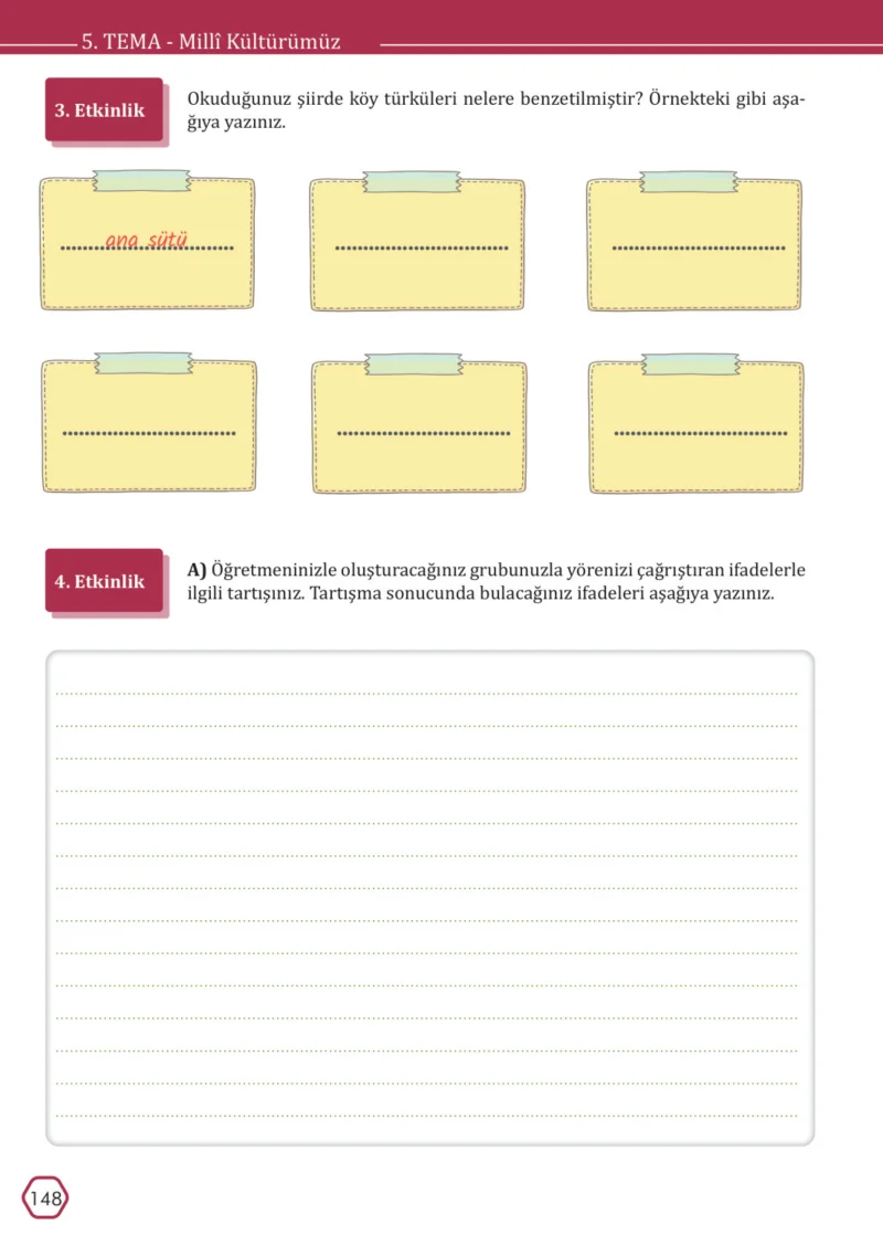 7. Sınıf Türkçe Ders Kitabı Cevapları Meb Yayınları Sayfa 148