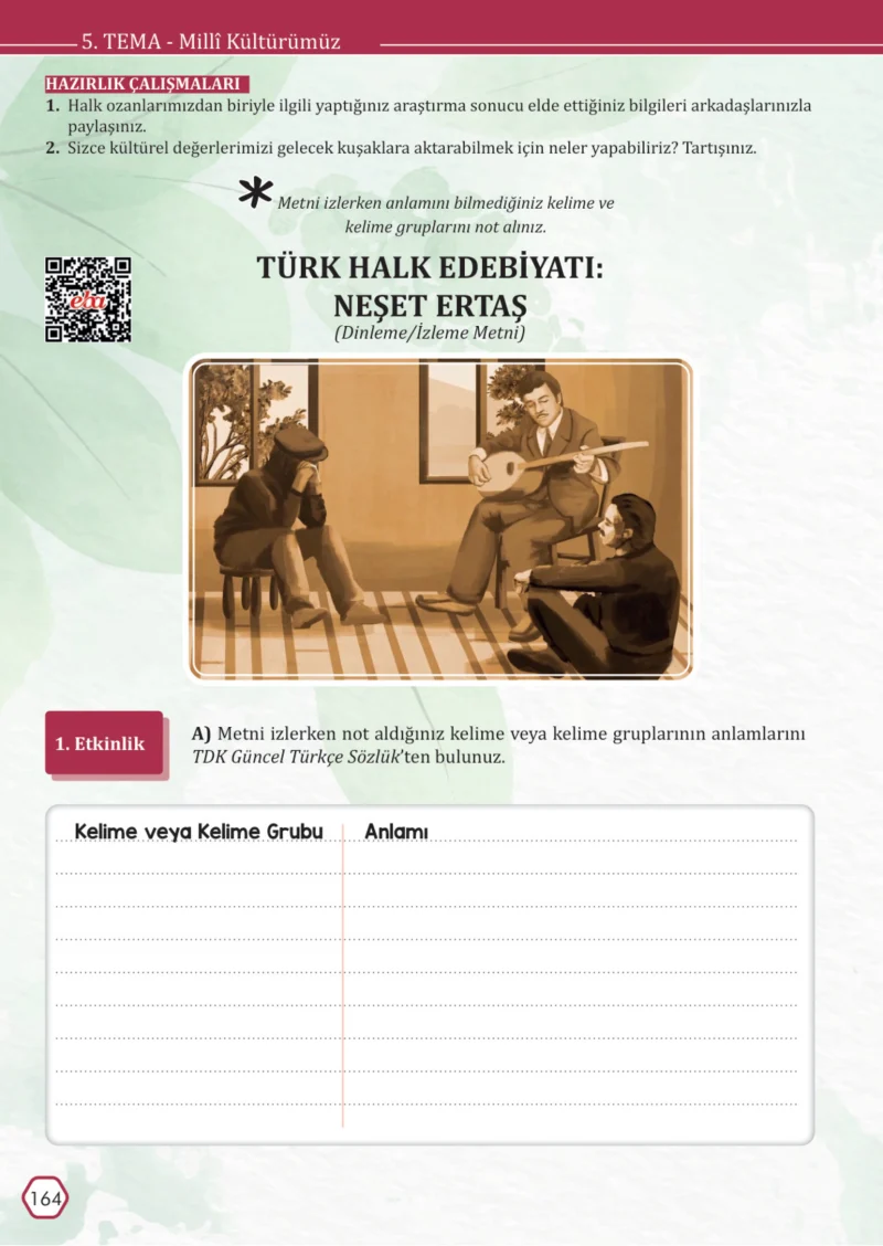 7. Sınıf Türkçe Ders Kitabı Cevapları Meb Yayınları Sayfa 164