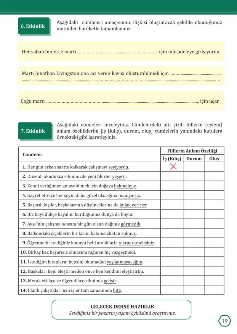 7. Sınıf Türkçe Ders Kitabı Cevapları Meb Yayınları Sayfa 19