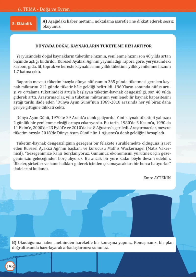 7. Sınıf Türkçe Ders Kitabı Cevapları Meb Yayınları Sayfa 198