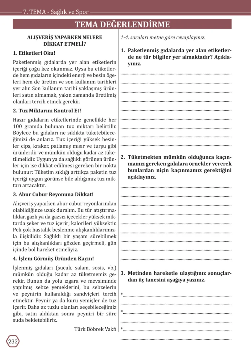 7. Sınıf Türkçe Ders Kitabı Cevapları Meb Yayınları Sayfa 232